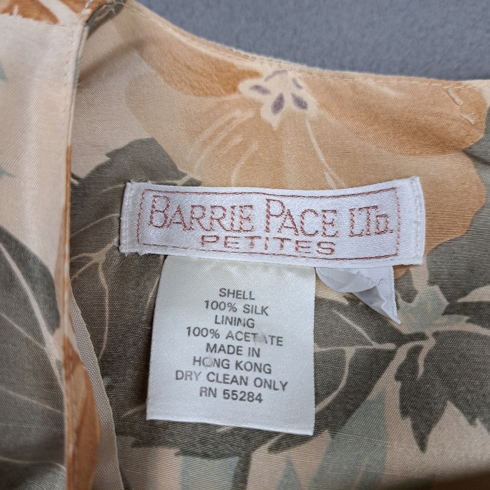 Vintage Silk Dress Womens 6P Floral Print Neutral Tones Barrie Pace Prarie Wife‎ - Picture 9 of 14